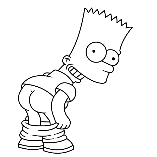 Coloring pages bart simpson ass coloring page