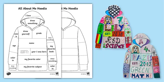 Printable worksheet all about me hoodie template usa