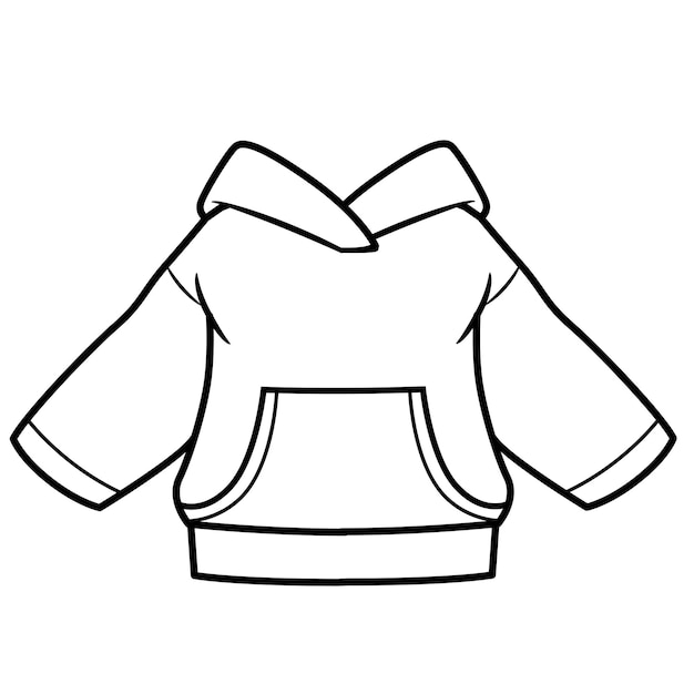 Premium vector hoodie with pocket outline for coloring on a white background