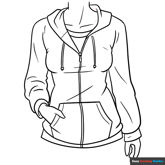 Anime hoodie coloring page easy drawing guides