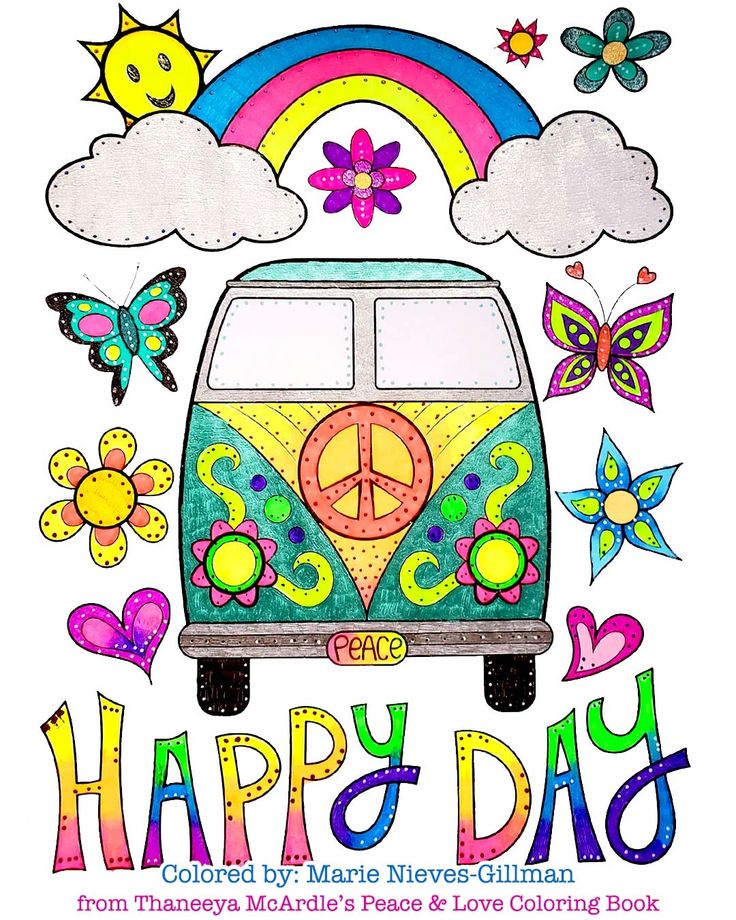 Hippie peace van coloring page from thaneeya mcardles peace and love coloring book coloring books owl coloring pages star coloring pages