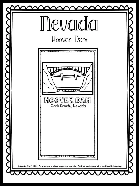 Nevada hoover dam coloring page free printable â the art kit