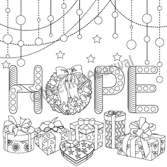 Christmas hope adult coloring page christmas coloring page printable coloring page digital download instant download