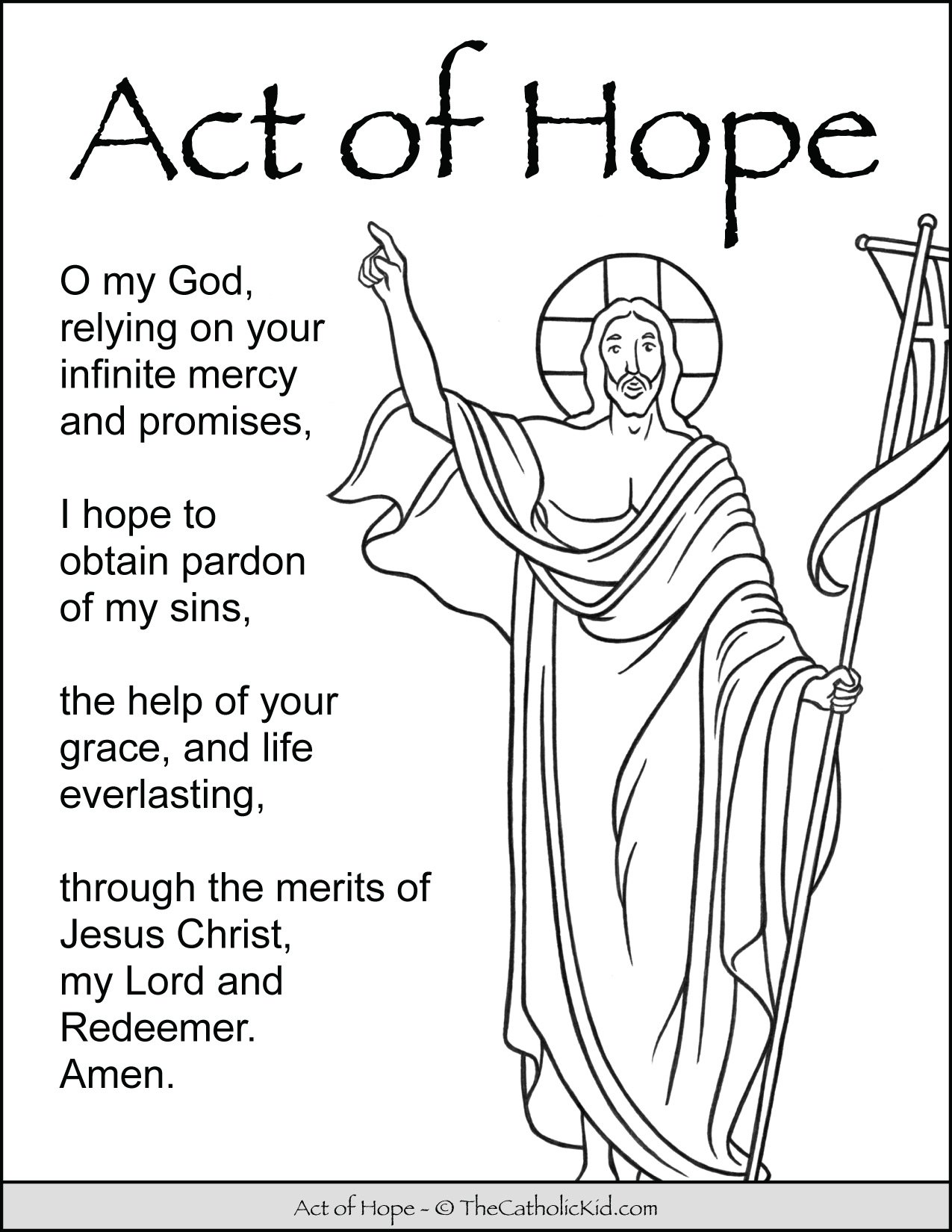 Act of hope prayer for kids coloring page