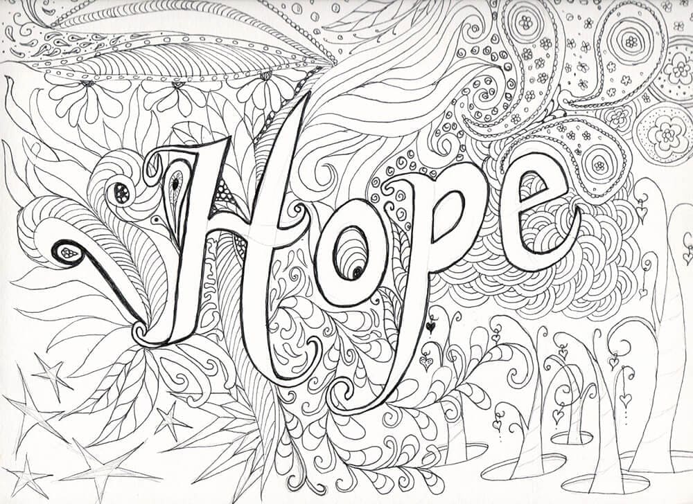 Hope abstract coloring page