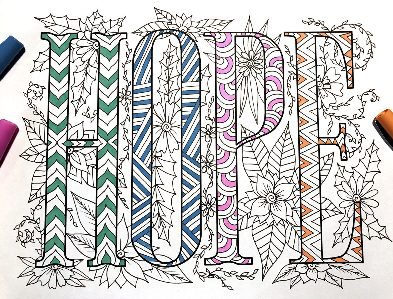 Hope â pdf zentangle coloring page â scribble stitch