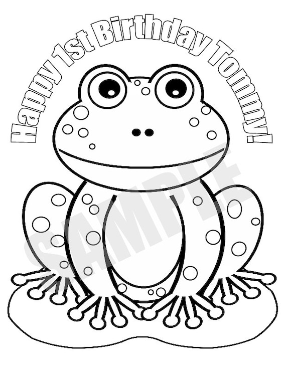 Personalized princess frog coloring page birthday party favor colouring activity sheet personalized printable template