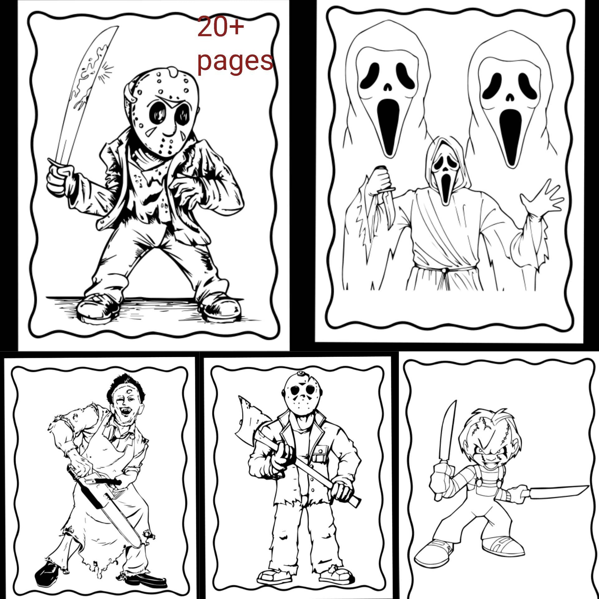 Halloween horror movie slashers coloring pages