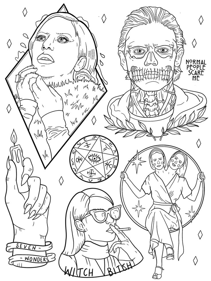 American horror story cat kingston tattoo coloring book art story tattoo spooky tattoos