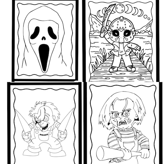 Halloween horror movie slashers coloring pages