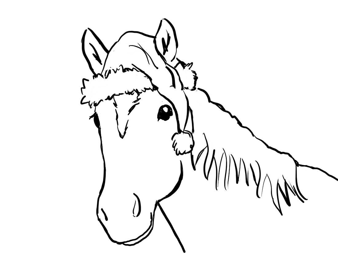 Christmas horse coloring page