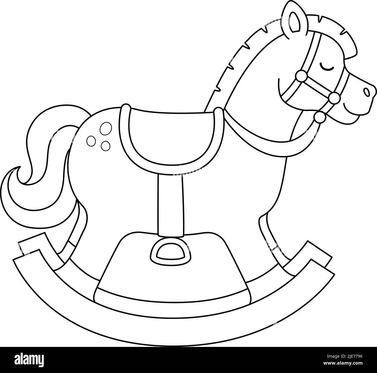 Christmas rocking horse isolated coloring page stock vector image art