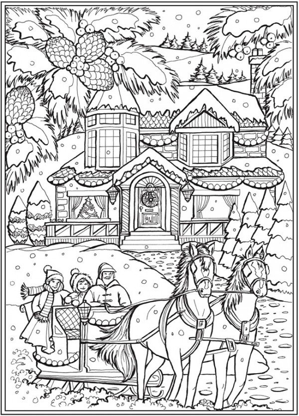 Country christmas coloring pages â