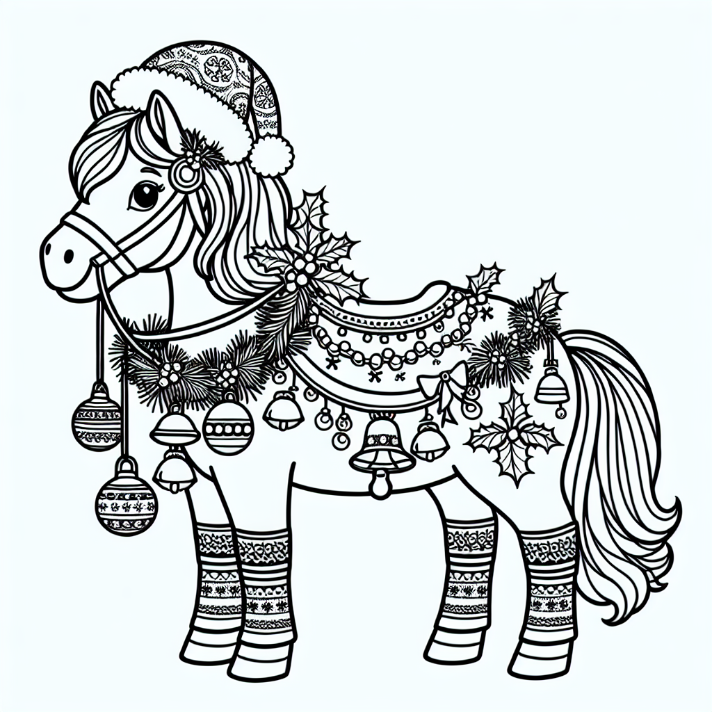 Christmas horse coloring pages