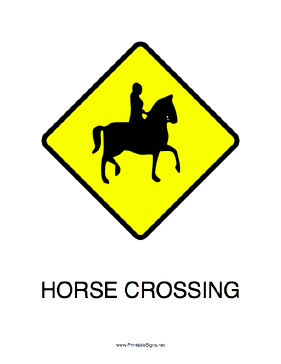 Printable horse crossing sign