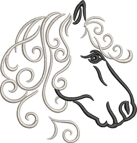 Horse outline embroidery design