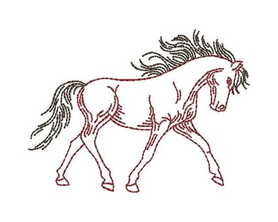 Horse outline machine embroidery design stallion outline embroidery pattern horse embroidery design