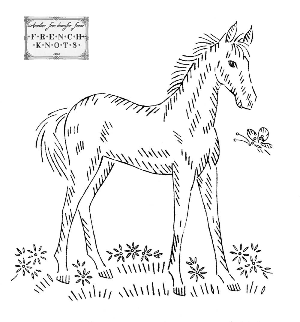 Handsome horses embroidery patterns â french knots