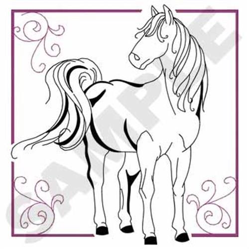 Standing horse outline embroidery design