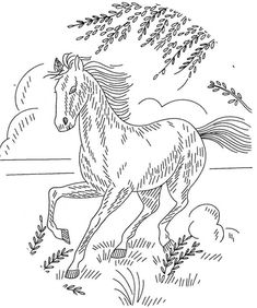 Hand embroidery pattern design horses for pictures or quilts instant down load pdf files s