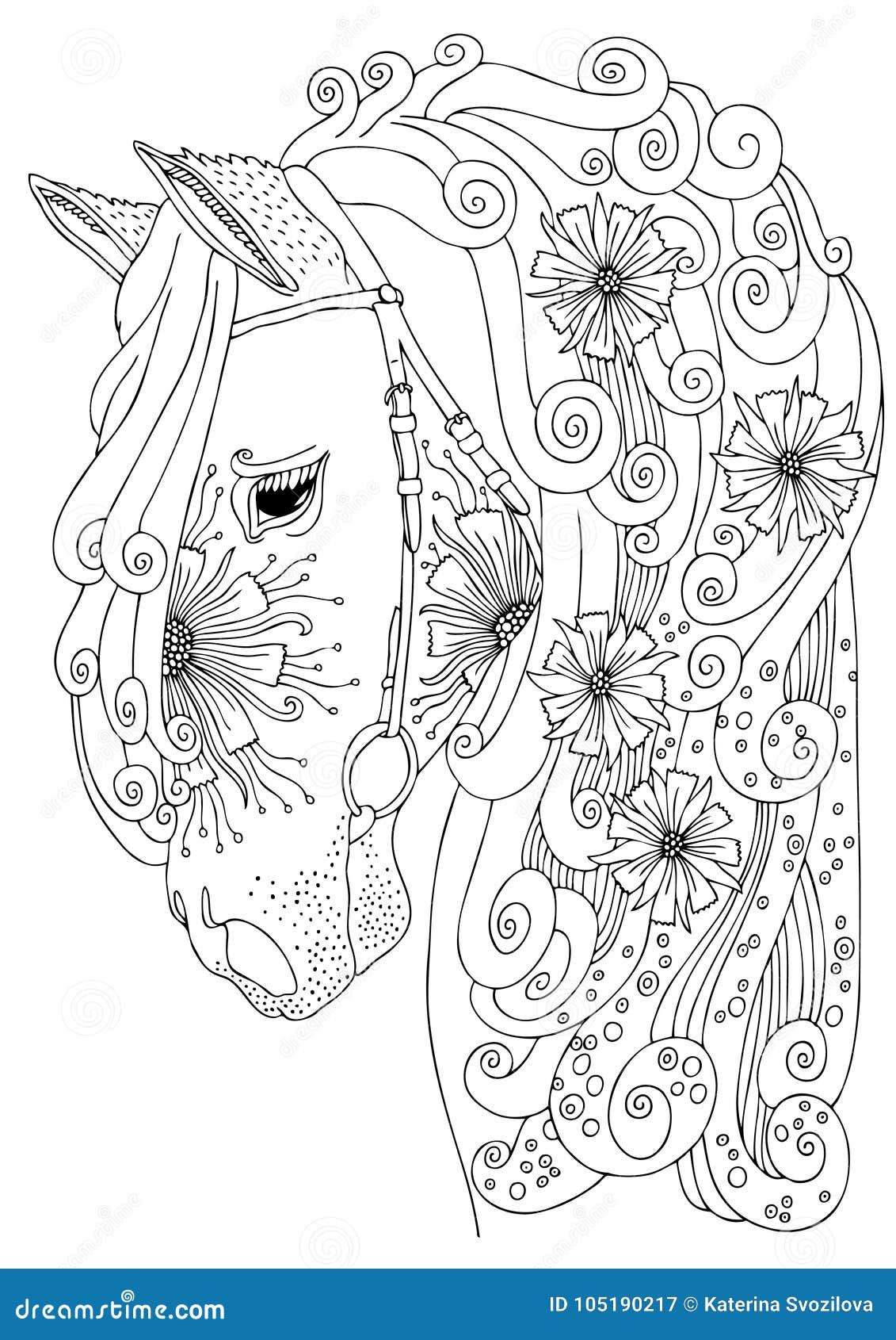 Horse head adult coloring page stock illustrations â horse head adult coloring page stock illustrations vectors clipart