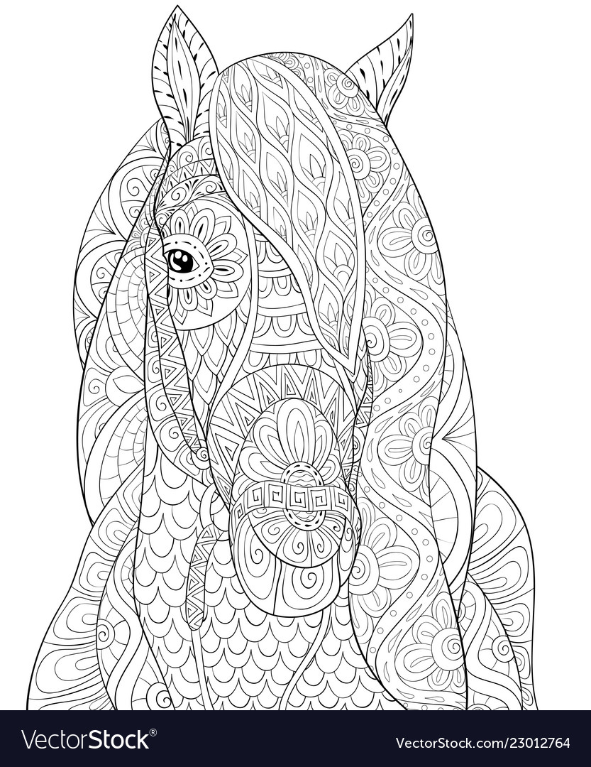 Adult coloring bookpage a cute horse image vector image