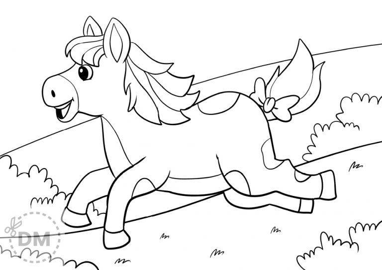 Printable horse coloring page for kids