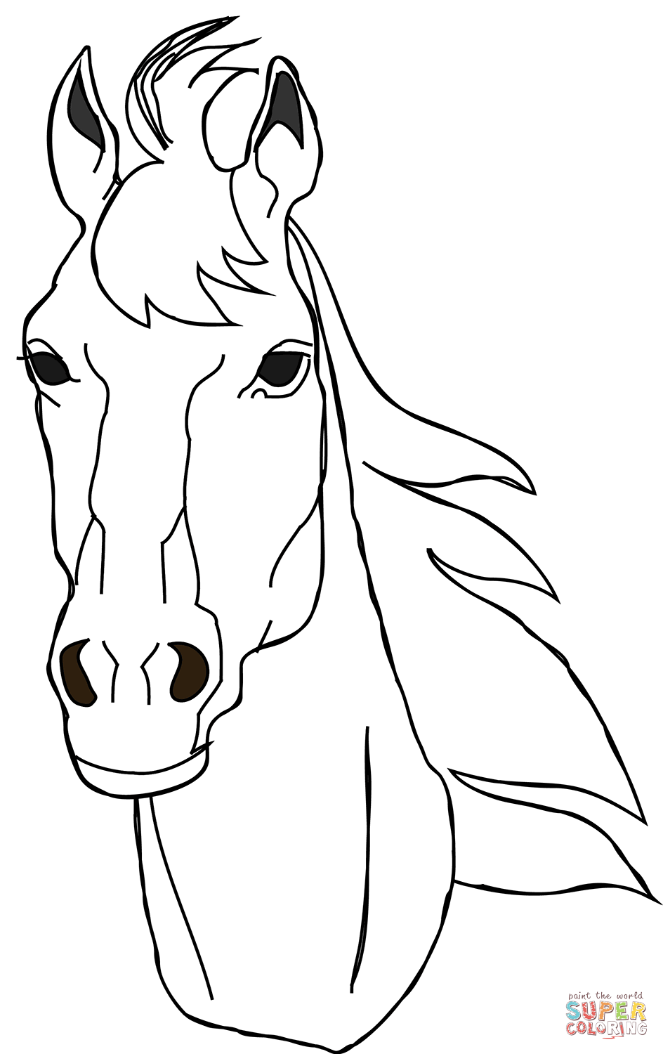 Horse head coloring page free printable coloring pages