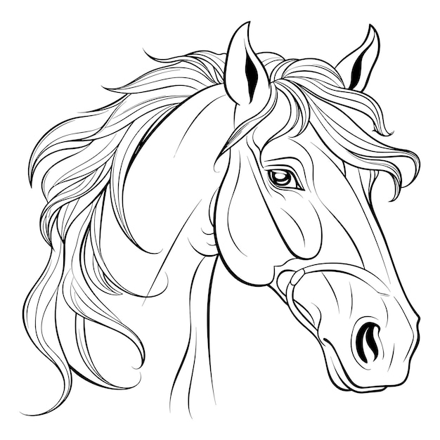 Premium vector horse head coloring page