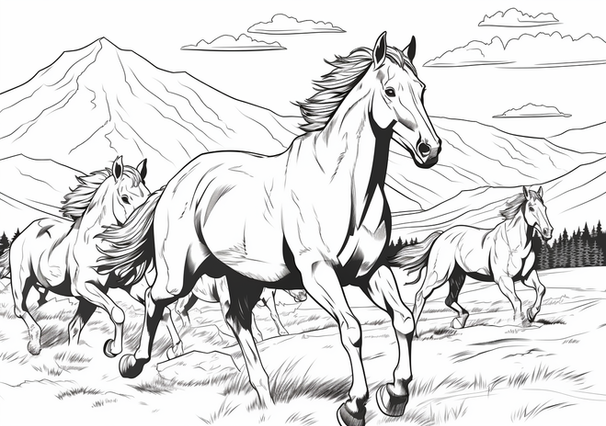 Horse coloring page little artists world