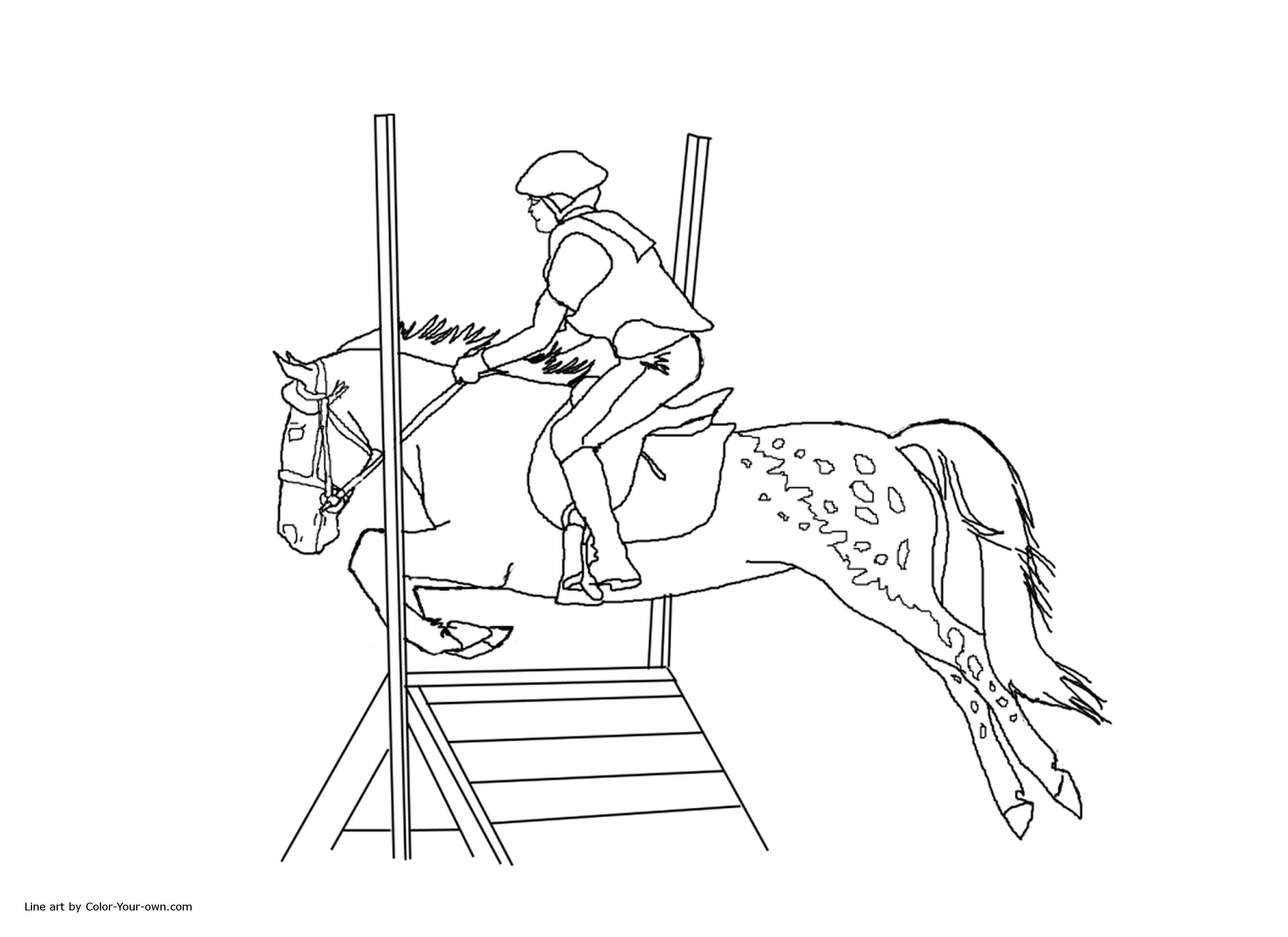 Appaloosa cross jumping pony coloring page