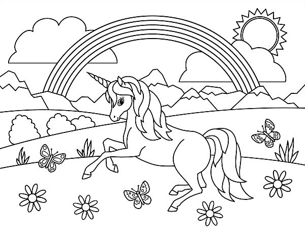 Kids rainbow unicorn coloring page jigsaw puzzle by crista forest