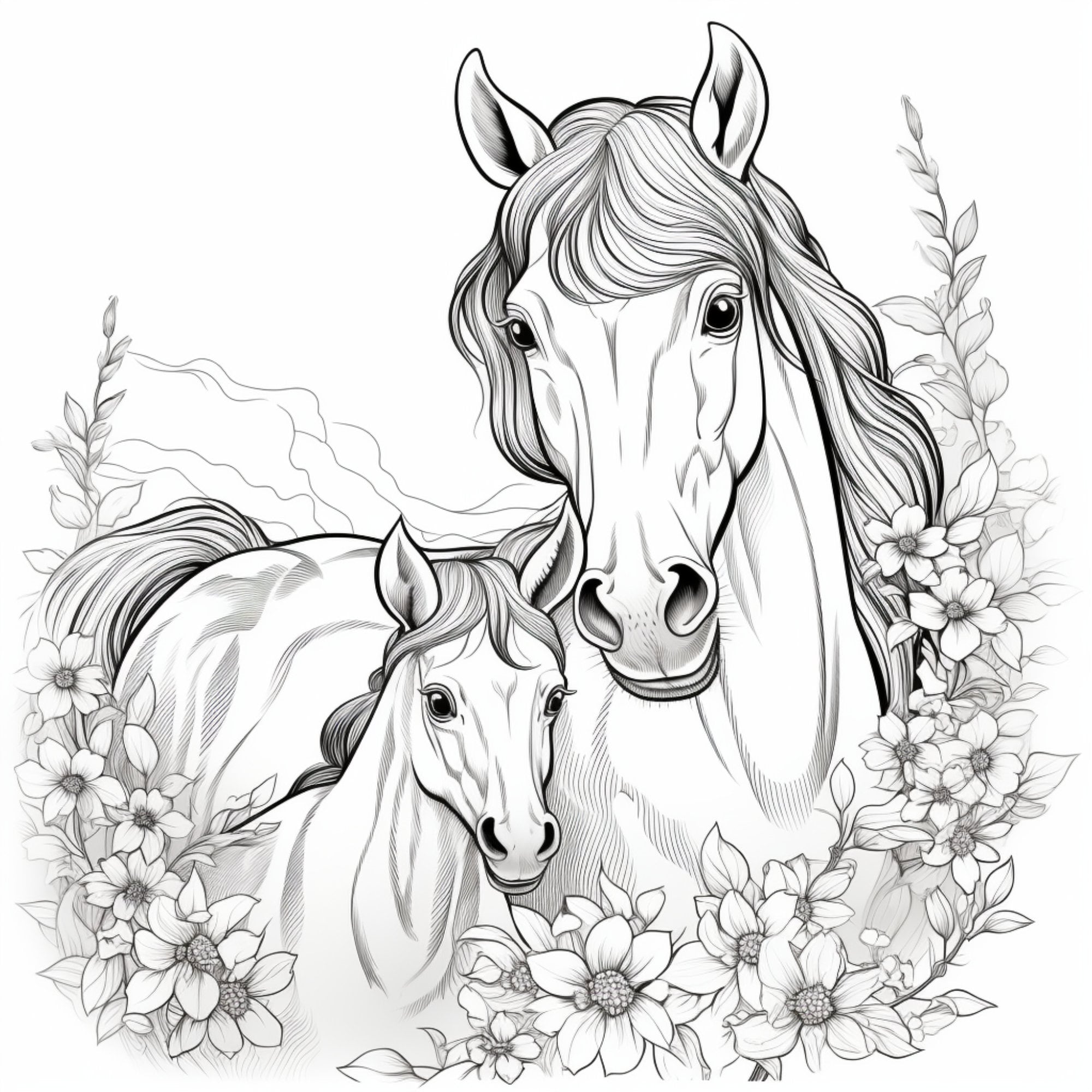 Vol printable horse coloring pages for kids and adults digital download pdf