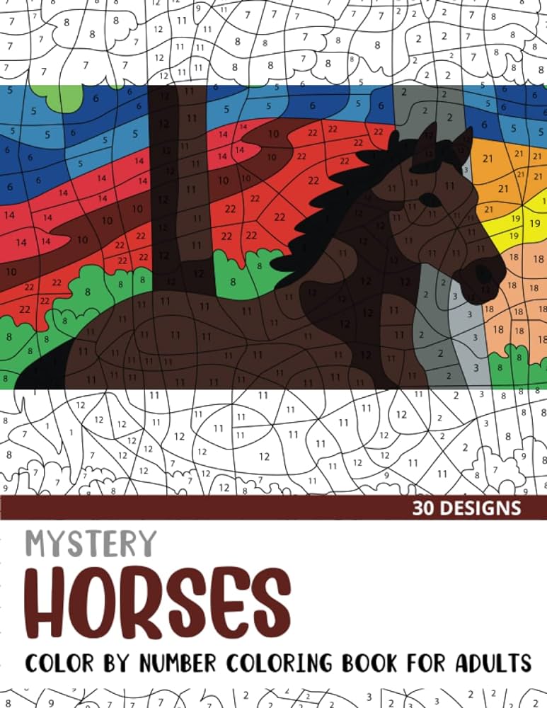 Mystery horses color by number coloring book for adults unique adult coloring mystery puzzle designs mystery color by number books for adults rai sonia books