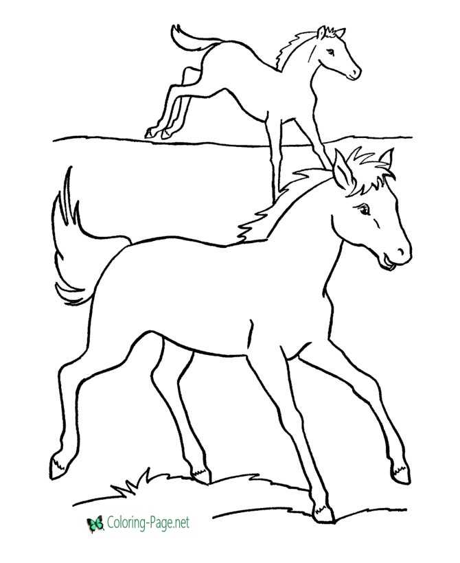 Horse coloring pages running horses