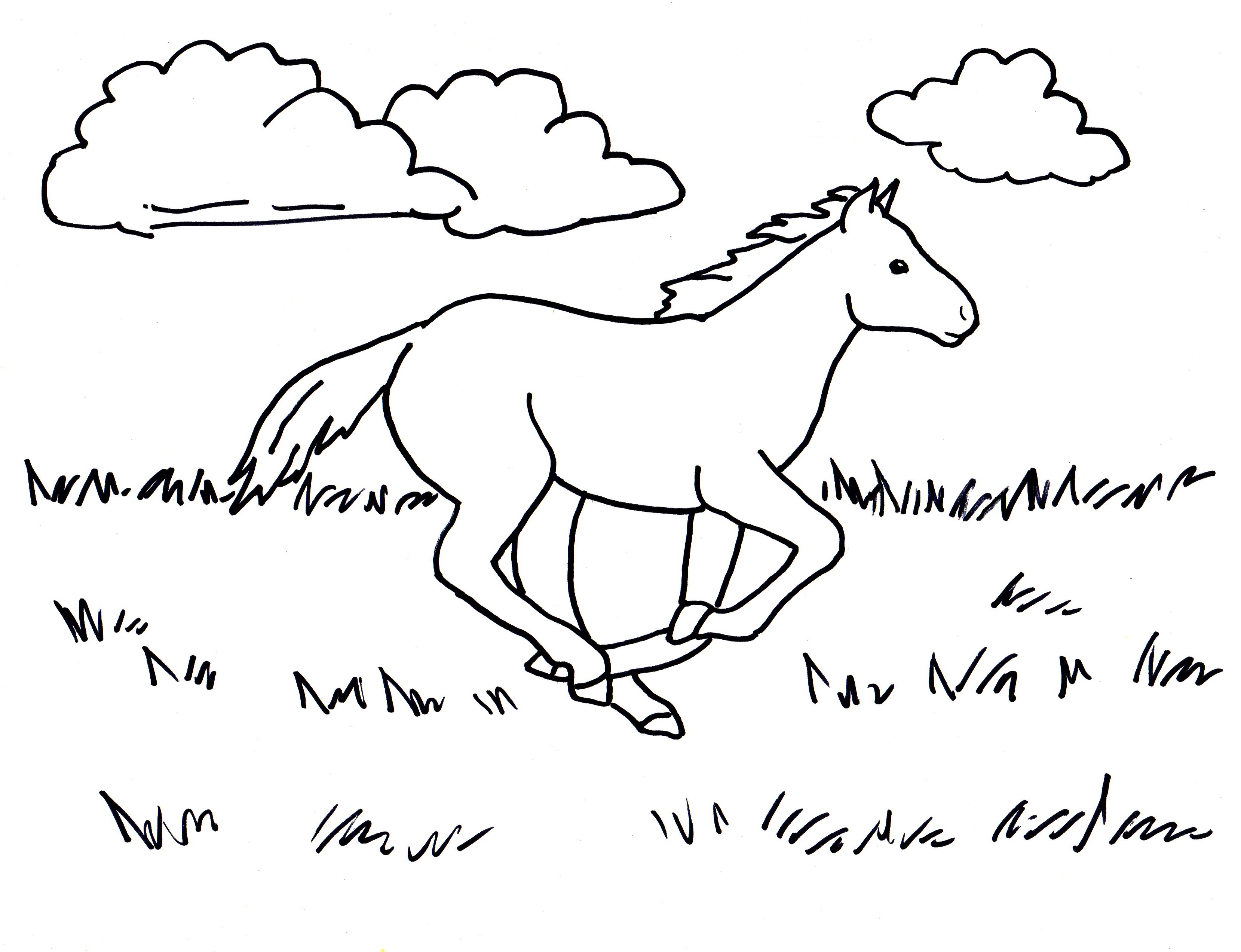 Running horse coloring page