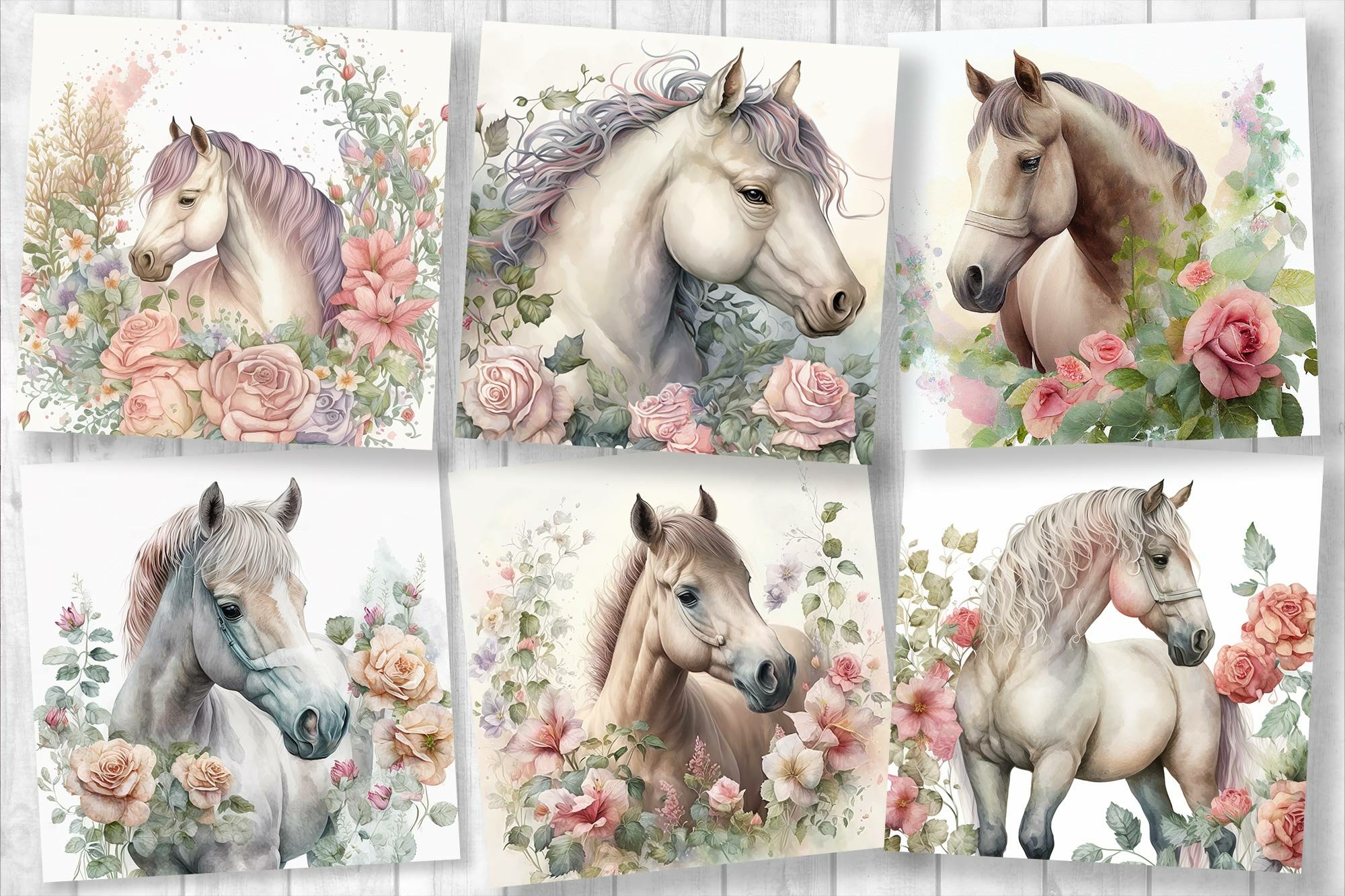 Watercolor horse scrapbooking paper horse backgrounds