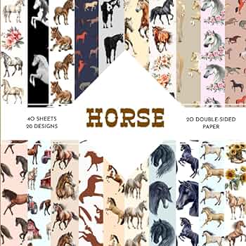 Horse scrapbook paper x size patterned double sided sheets designs horses themed collection horse craft paper d h a books