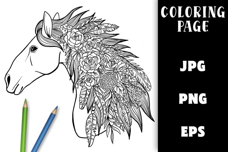 Horse coloring pages design bundles