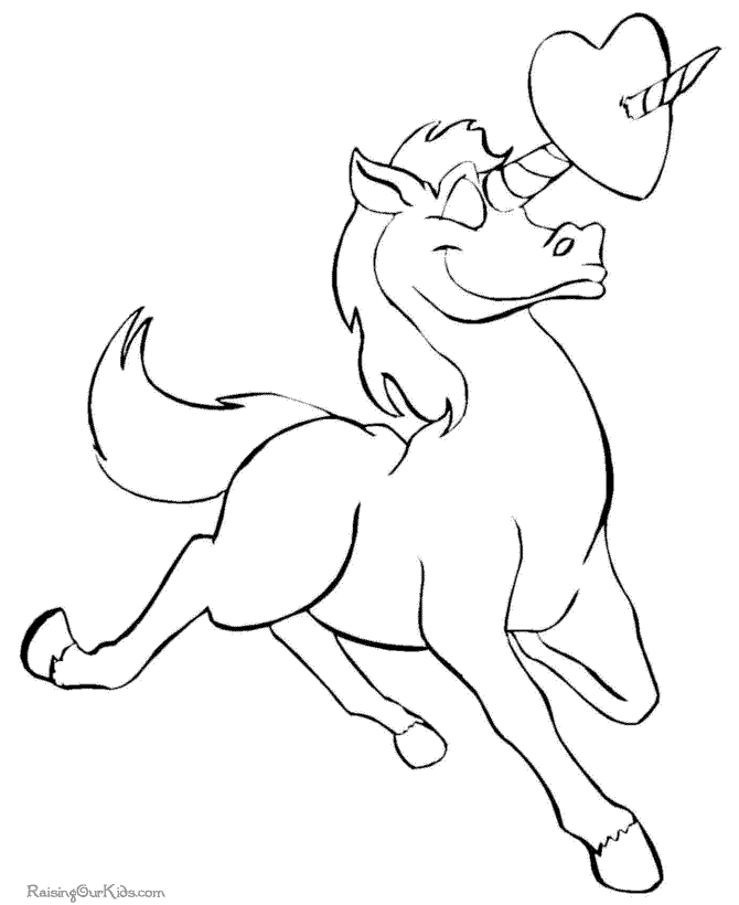 Valentines preschool coloring page of horse