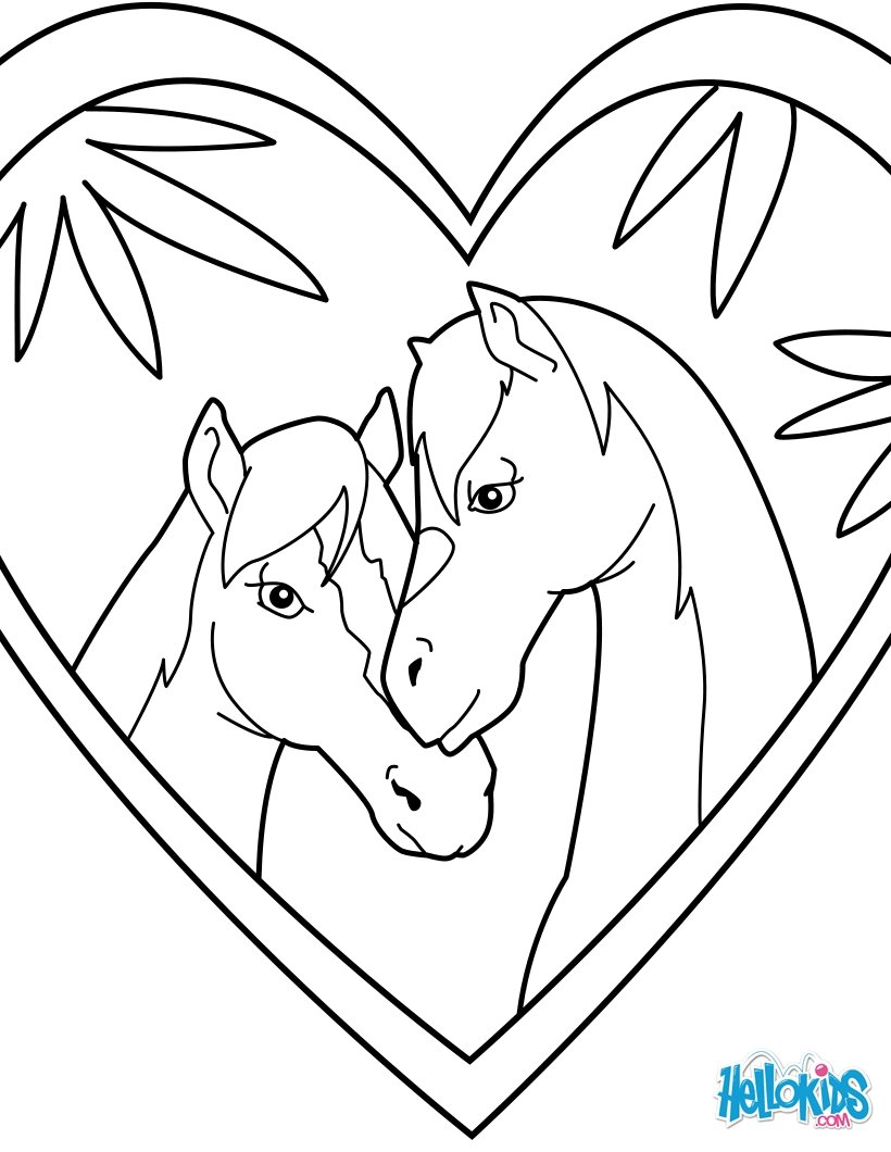 Horse love coloring pages