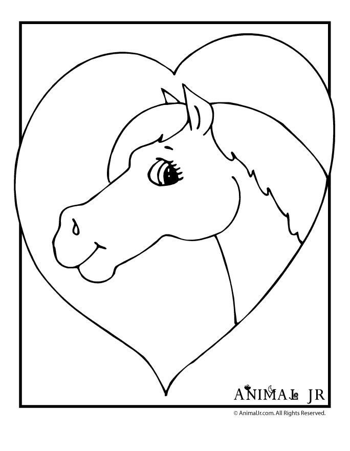 Horse coloring pages horse and heart coloring page â animal jr horse coloring pages heart coloring pages valentine coloring pages