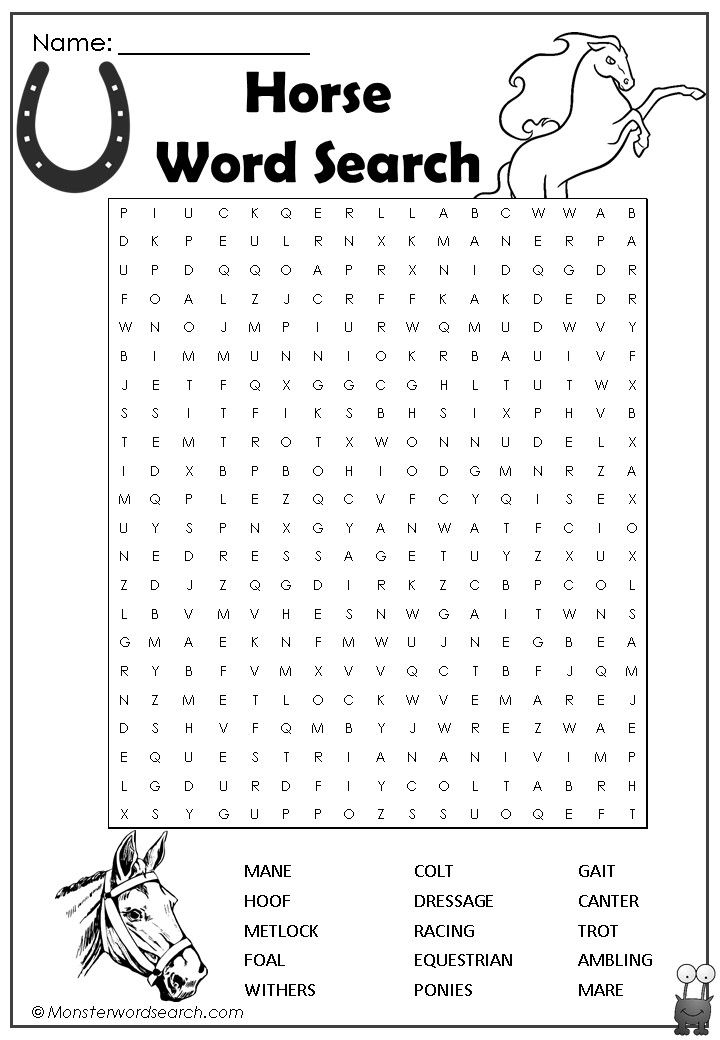Nice horse word search horses horse lessons horse birthday parties