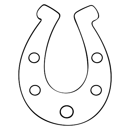 Vector illustration a lucky horseshoe coloring pages for children and adults outline on an isolated background horse shoes an idea for a book magazine or web design doodle style stock illustration