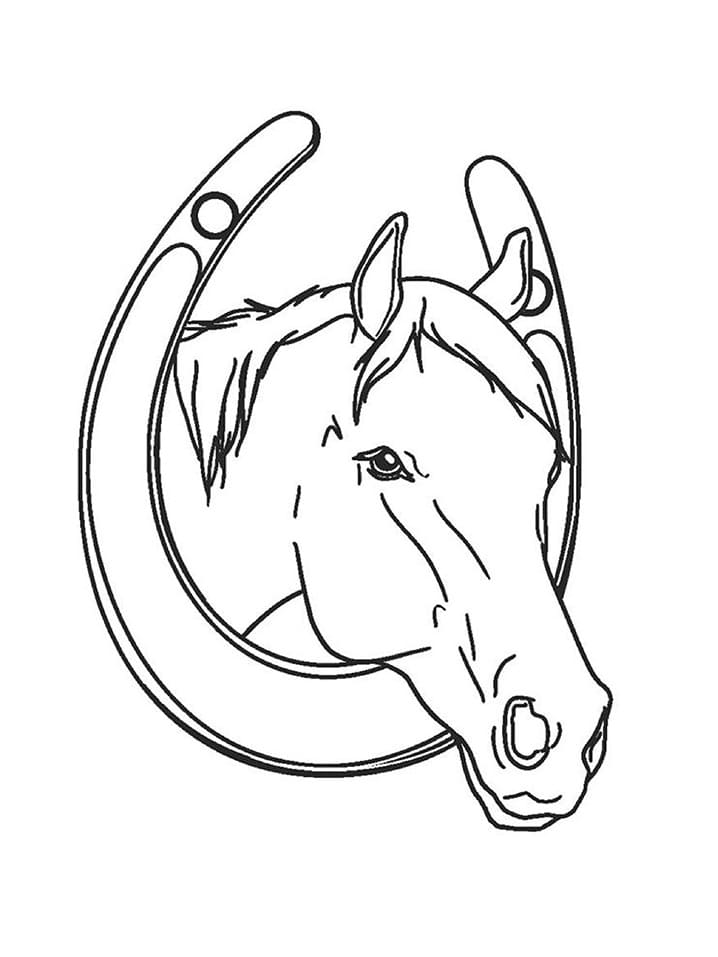 Horse and horseshoe coloring page