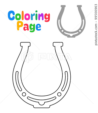 Coloring page with horseshoe for kids