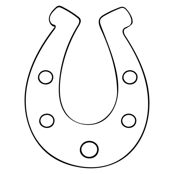 Vector illustration a lucky horseshoe coloring pages for children and adults outline on an isolated background horse shoes an idea for a book magazine or web design doodle style stock illustration