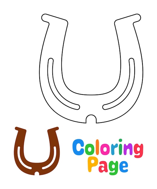 Premium vector coloring page with horseshoe for kids