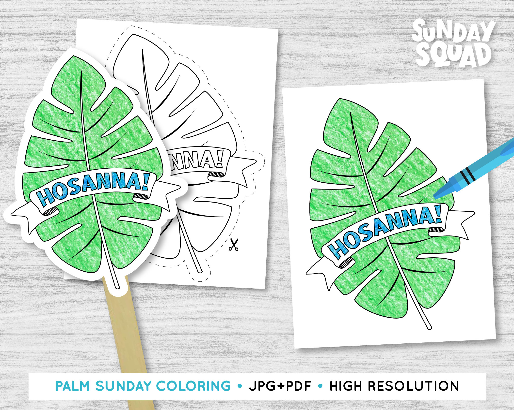 Printable palm sunday coloring page hosanna he is risen children kids sunday school church bible printable easter religious holiday