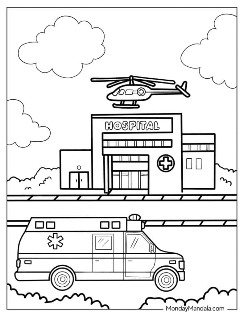 Doctor nurse coloring pages free pdf printables